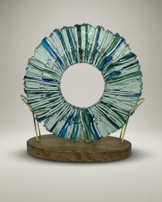 Okyanus Hareleri: El Yapımı Füzyon Cam Disk (Mavi/Yeşil)