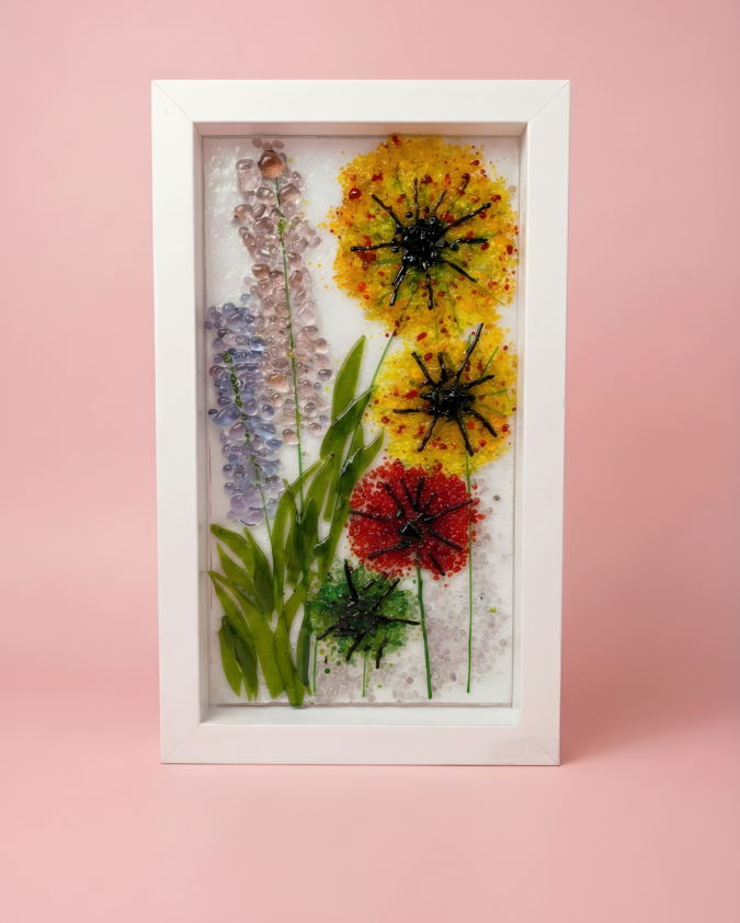 Camda Bahar Serisi: Lavanta ve Gelincik Bahçesi Pano (30 cm)