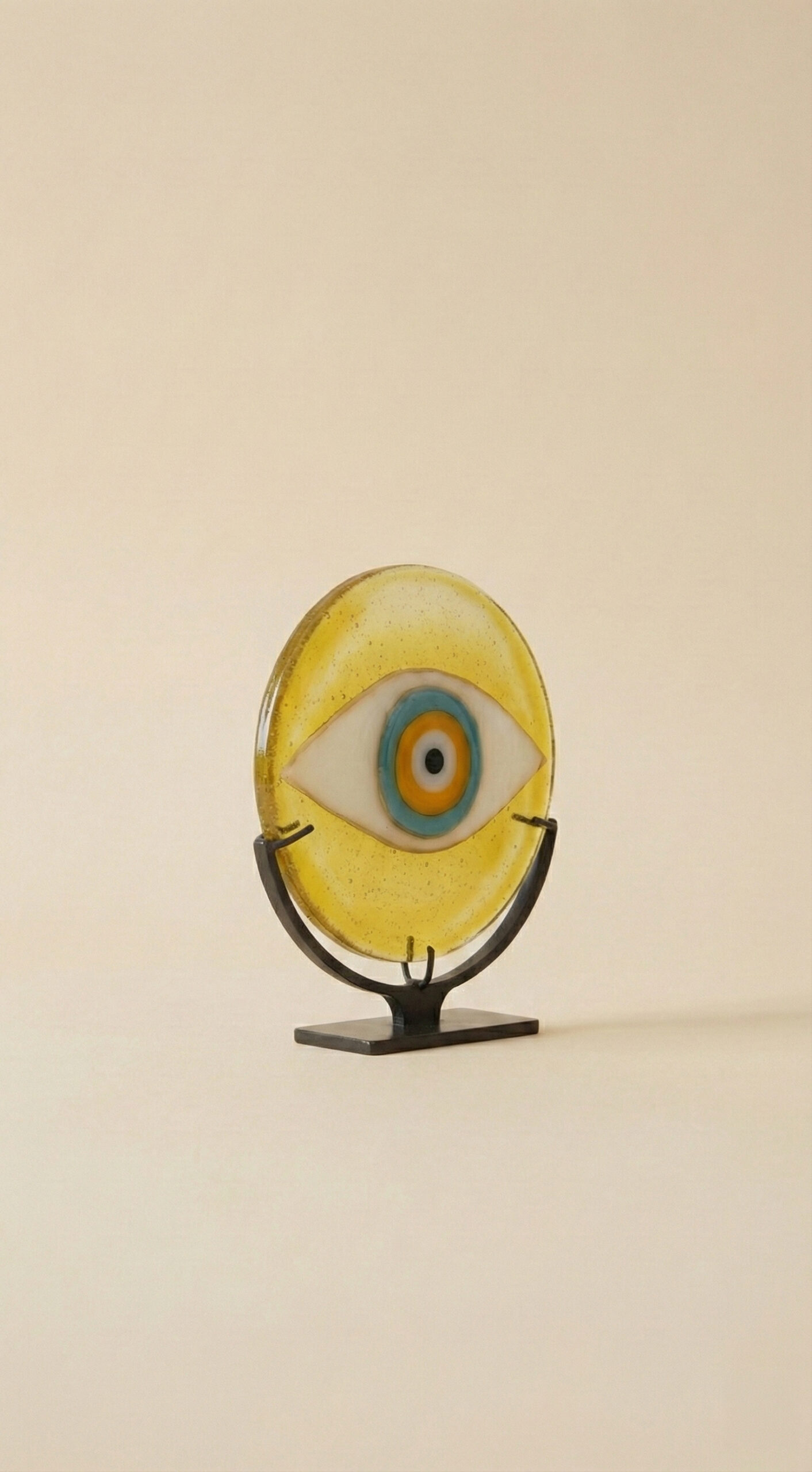 Güneşin Tılsımı: Sarı Hareli Modern Nazar Boncuğu Obje (15 cm) - Görsel 3