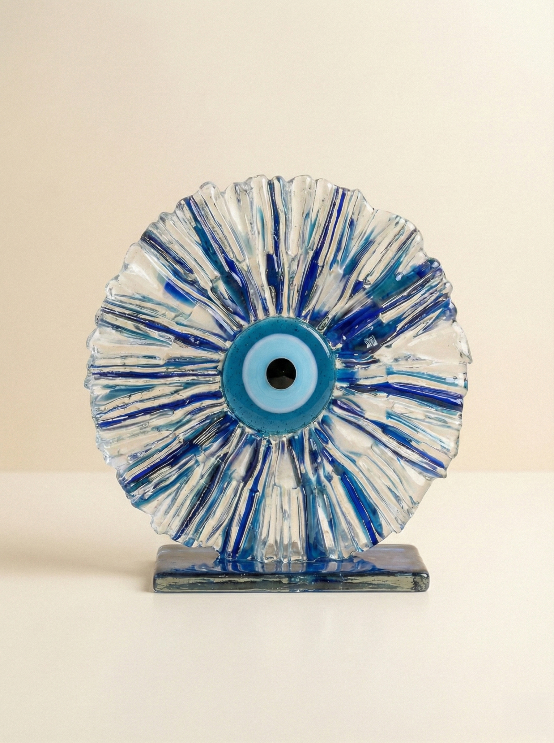 Mavi Harmoni: Mavi Kaideli Işınsal Dokulu Cam Nazar Boncuğu (15 cm) - Görsel 2