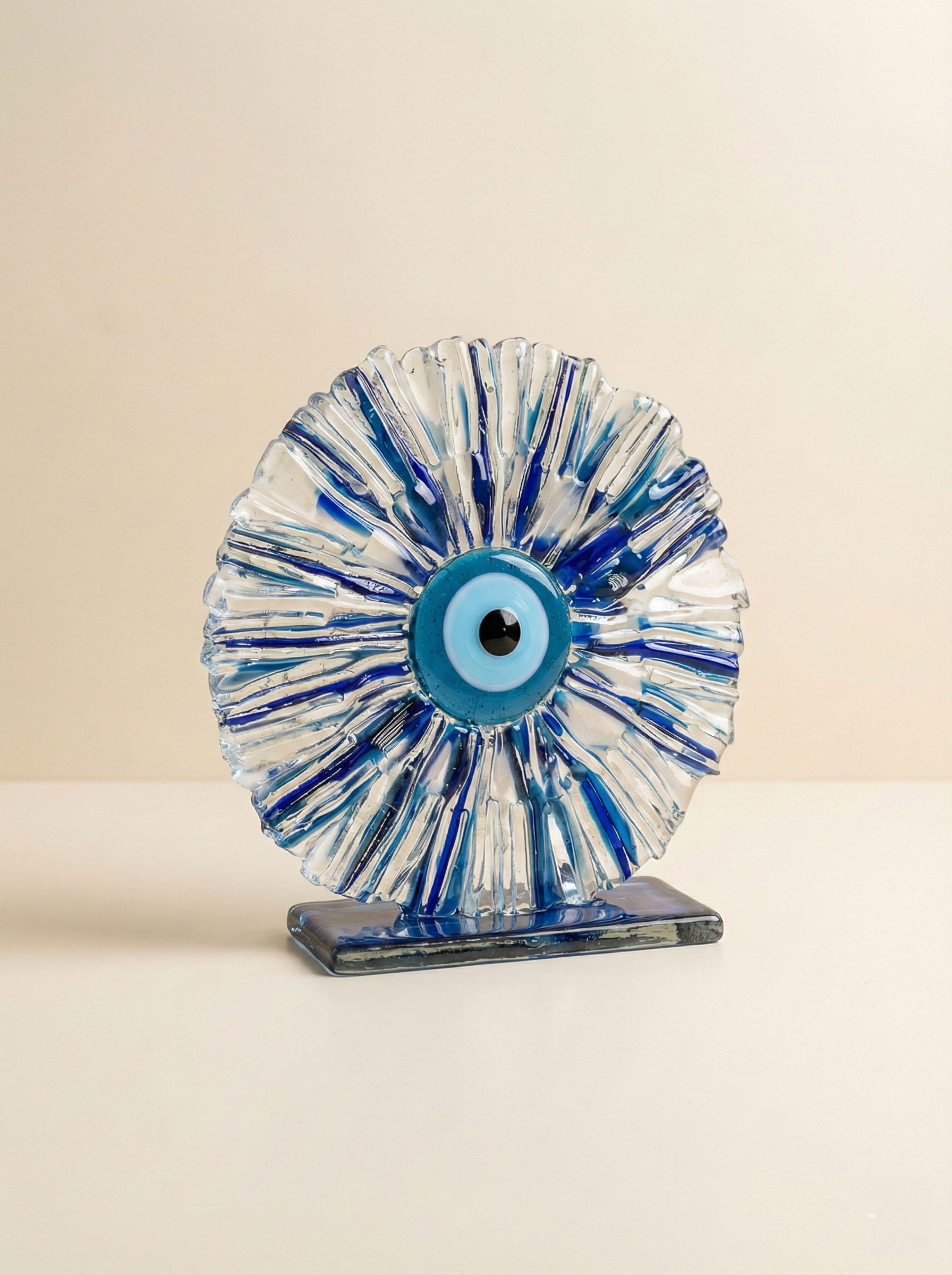 Mavi Harmoni: Mavi Kaideli Işınsal Dokulu Cam Nazar Boncuğu (15 cm) - Görsel 3