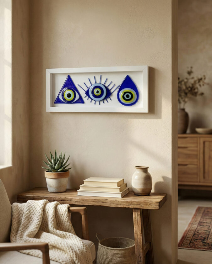 Sembol Serisi: 3'lü Mavi Nazar Koruma Panosu