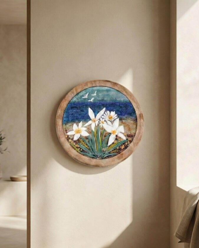 Yaz Rüyası: Kumsal ve Martılar Cam Duvar Dekoru