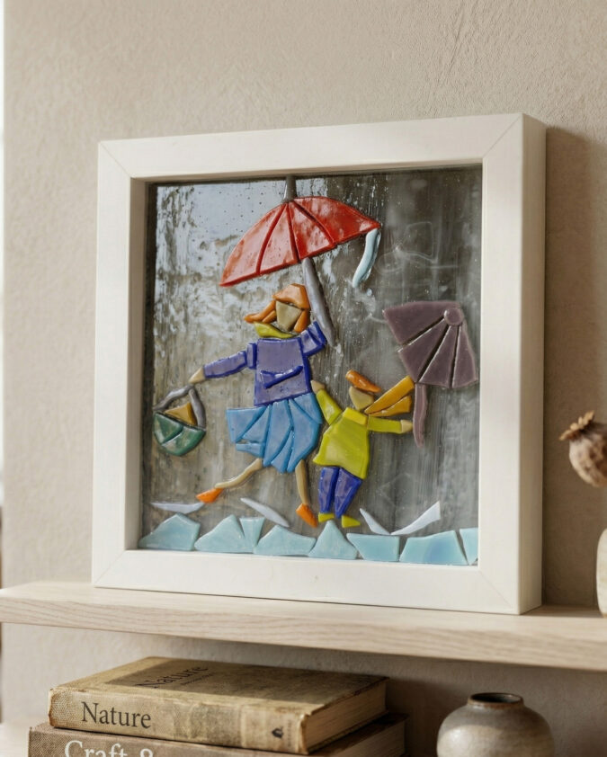 Figür Serisi: Yağmurda Yürüyüş (Şemsiyeli Anne ve Çocuk) Panosu