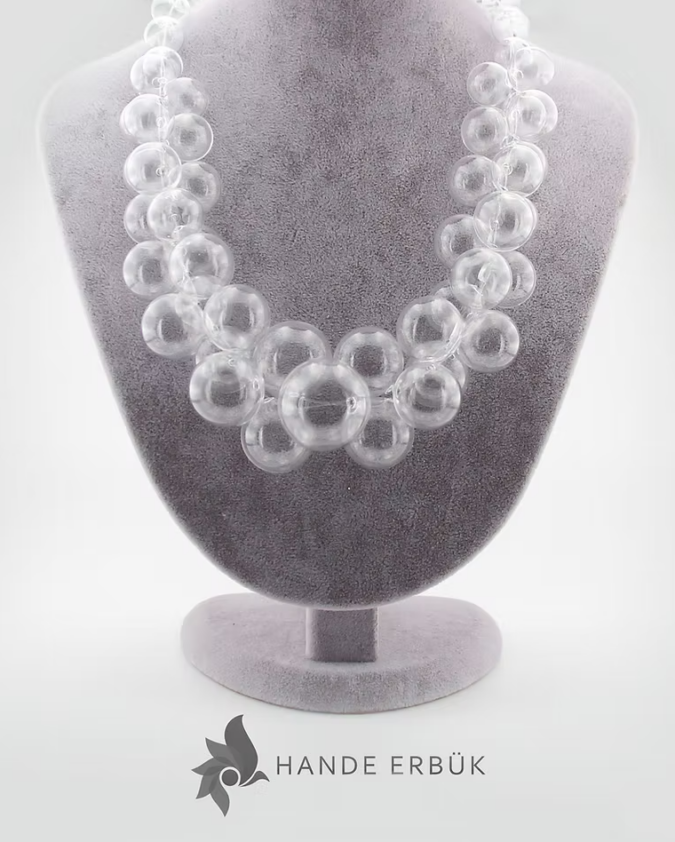 Transparan Balon Üfleme Cam Kolye