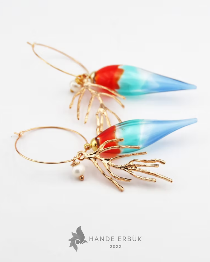 Dalga Cam Üfleme Balon Küpe