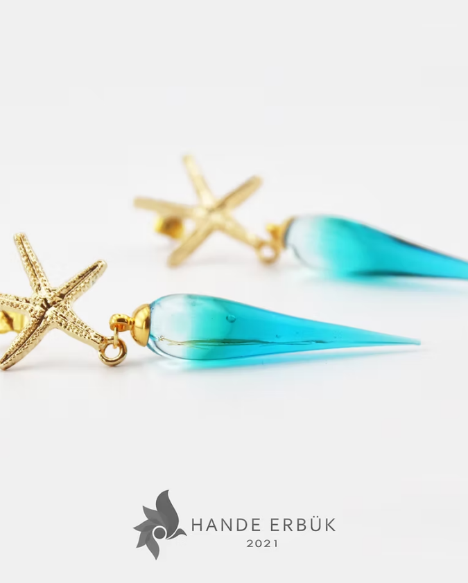 Deniz Yıldızı Cam Küpe