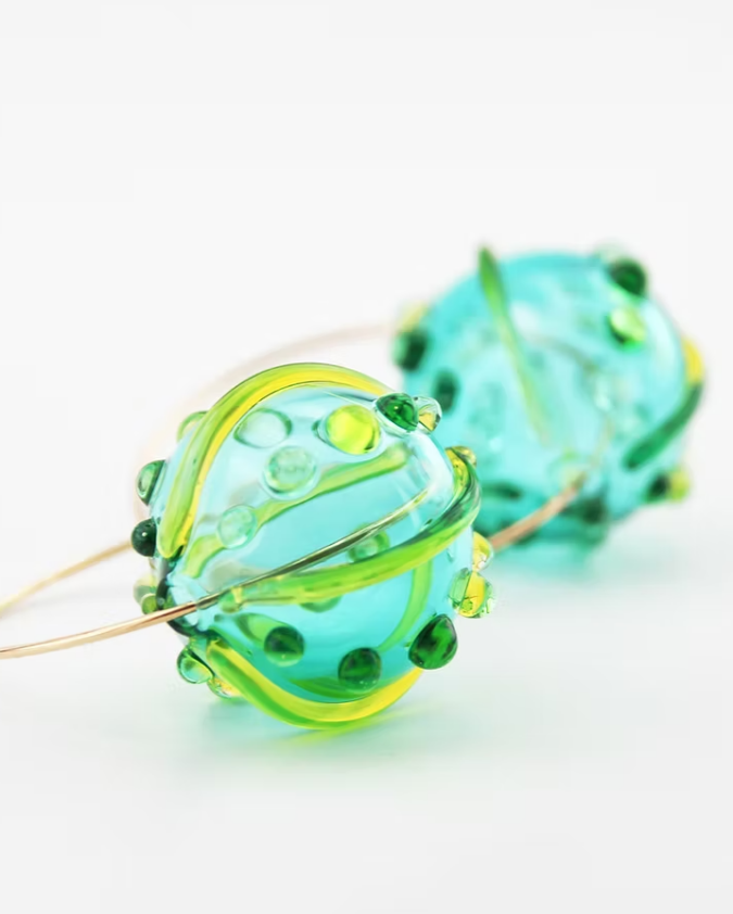 Dots Cam Üfleme Balon Küpe