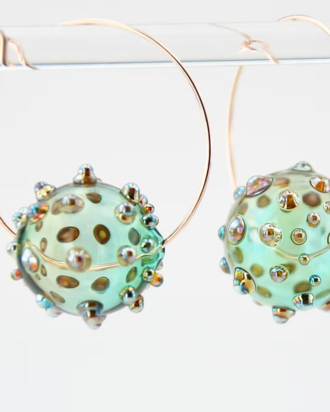 Dots Cam Üfleme Balon Küpe