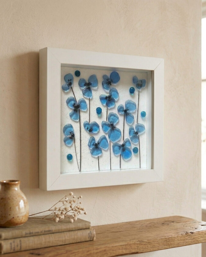 Mavi Bahar: Çiçek Temalı Cam Pano