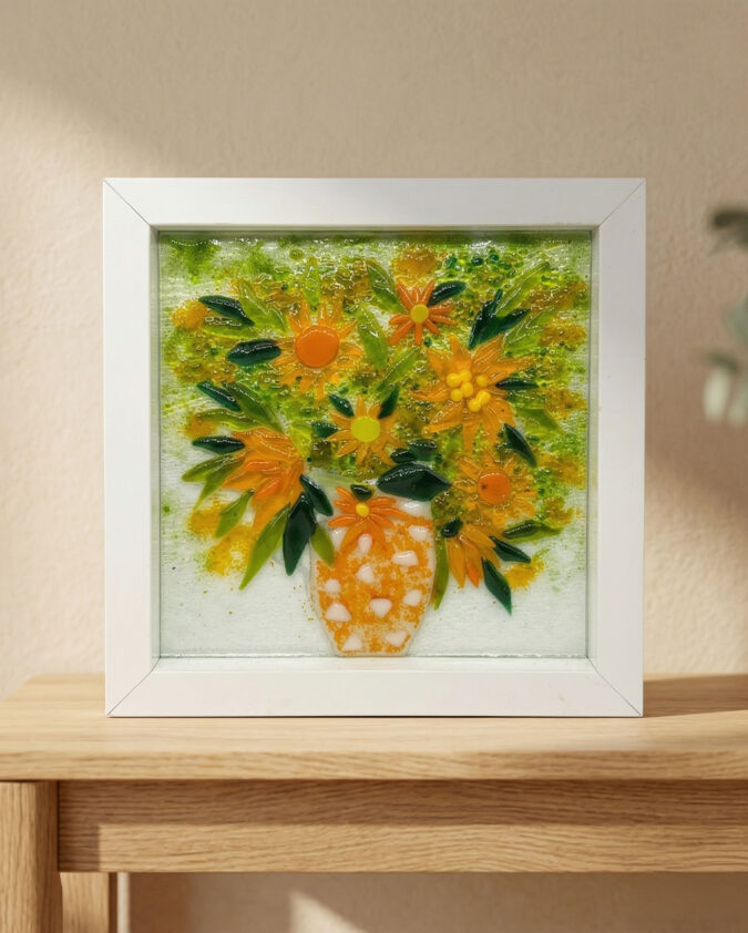 Van Gogh Ayçiçekleri Cam Pano (20x20 cm)