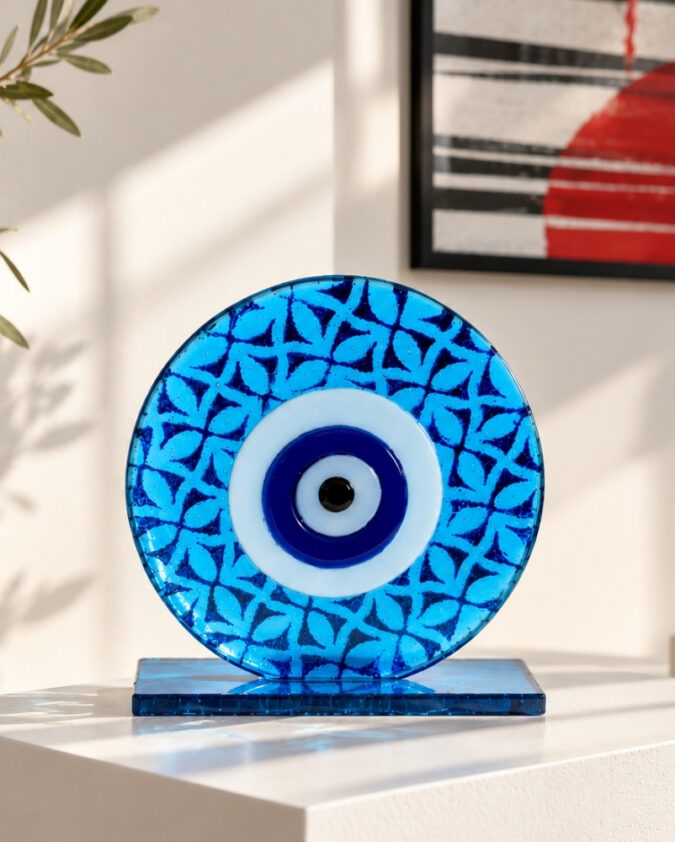 Desenli Nazar Boncuğu Disk 18 cm